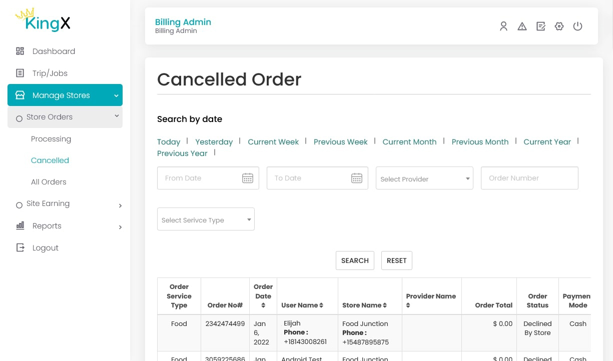 cancelled order