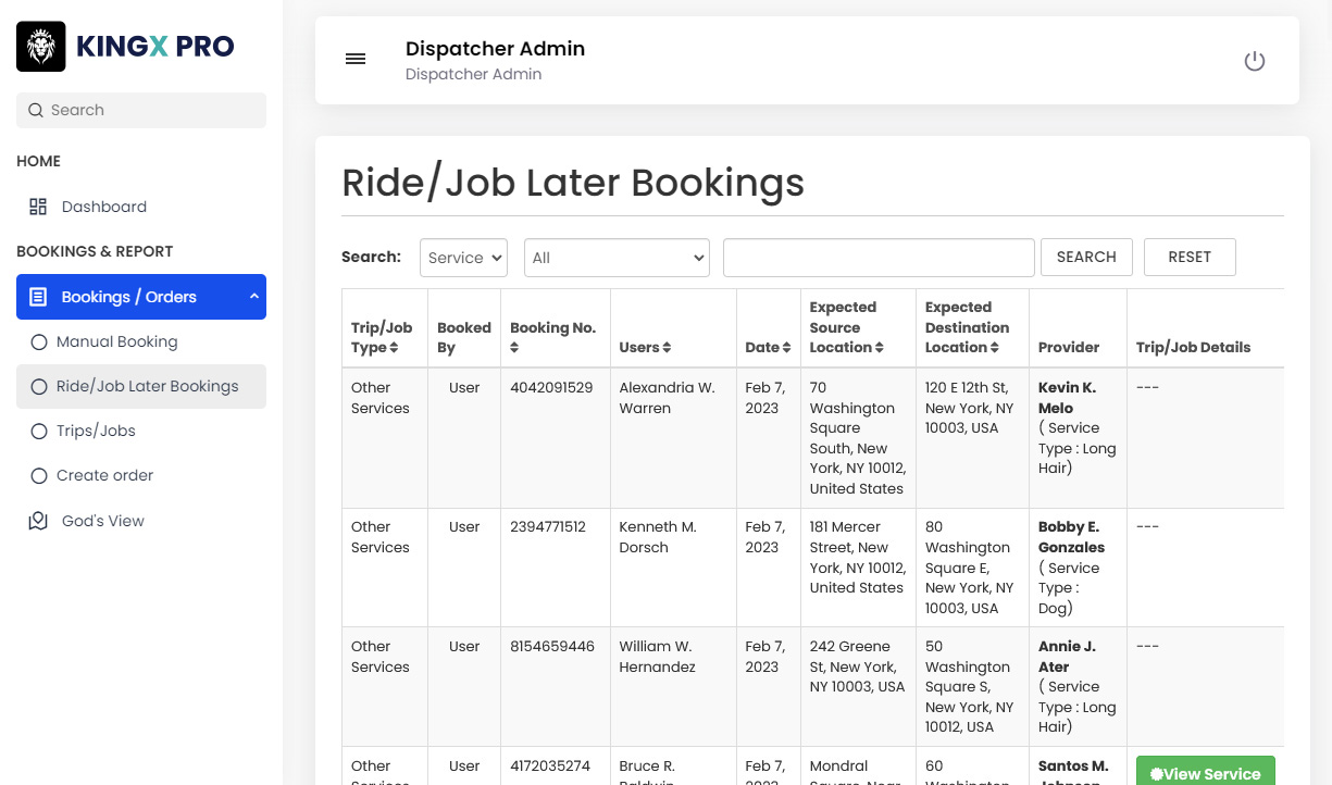 ride/job later booking