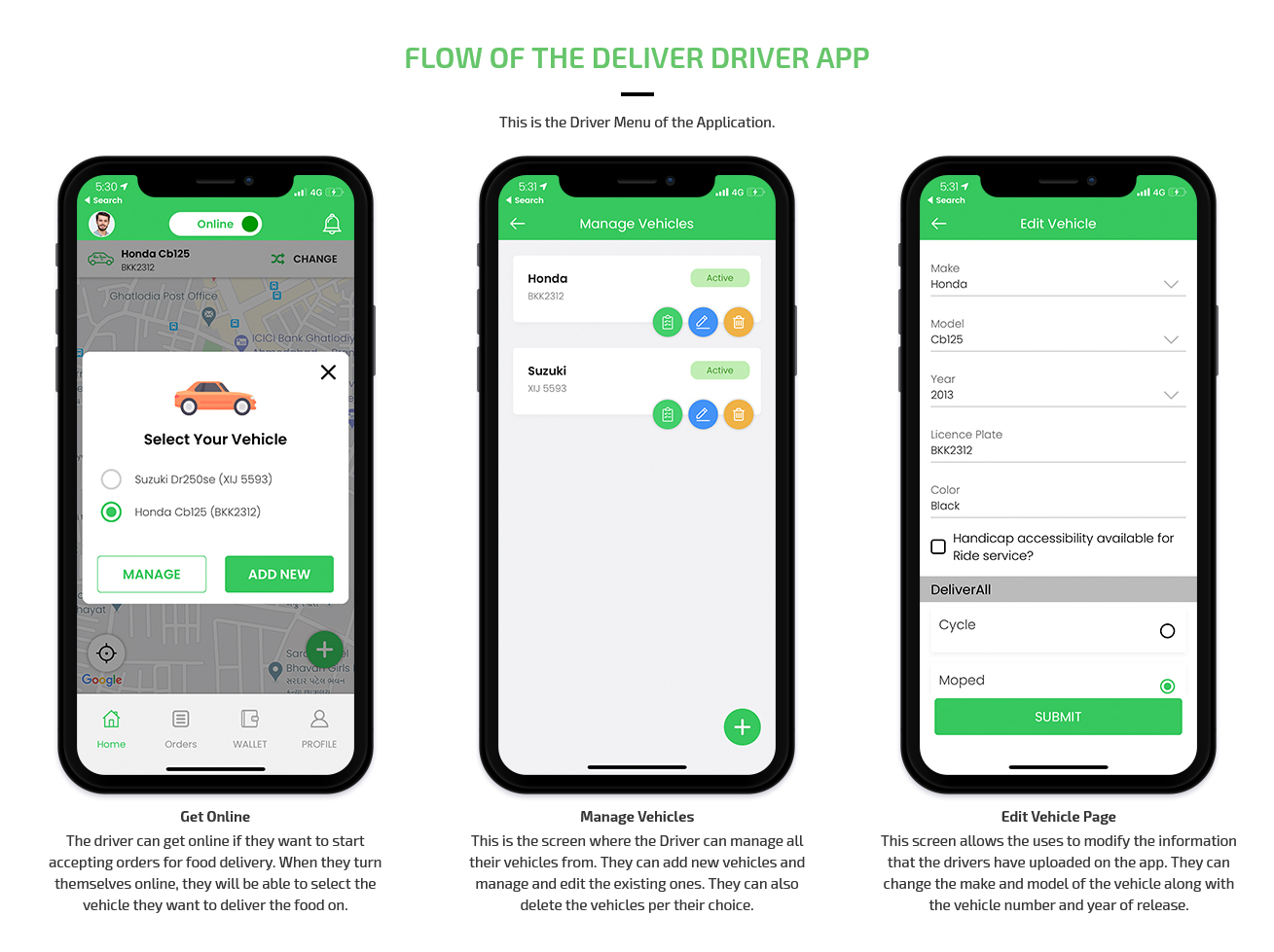 driver app menu