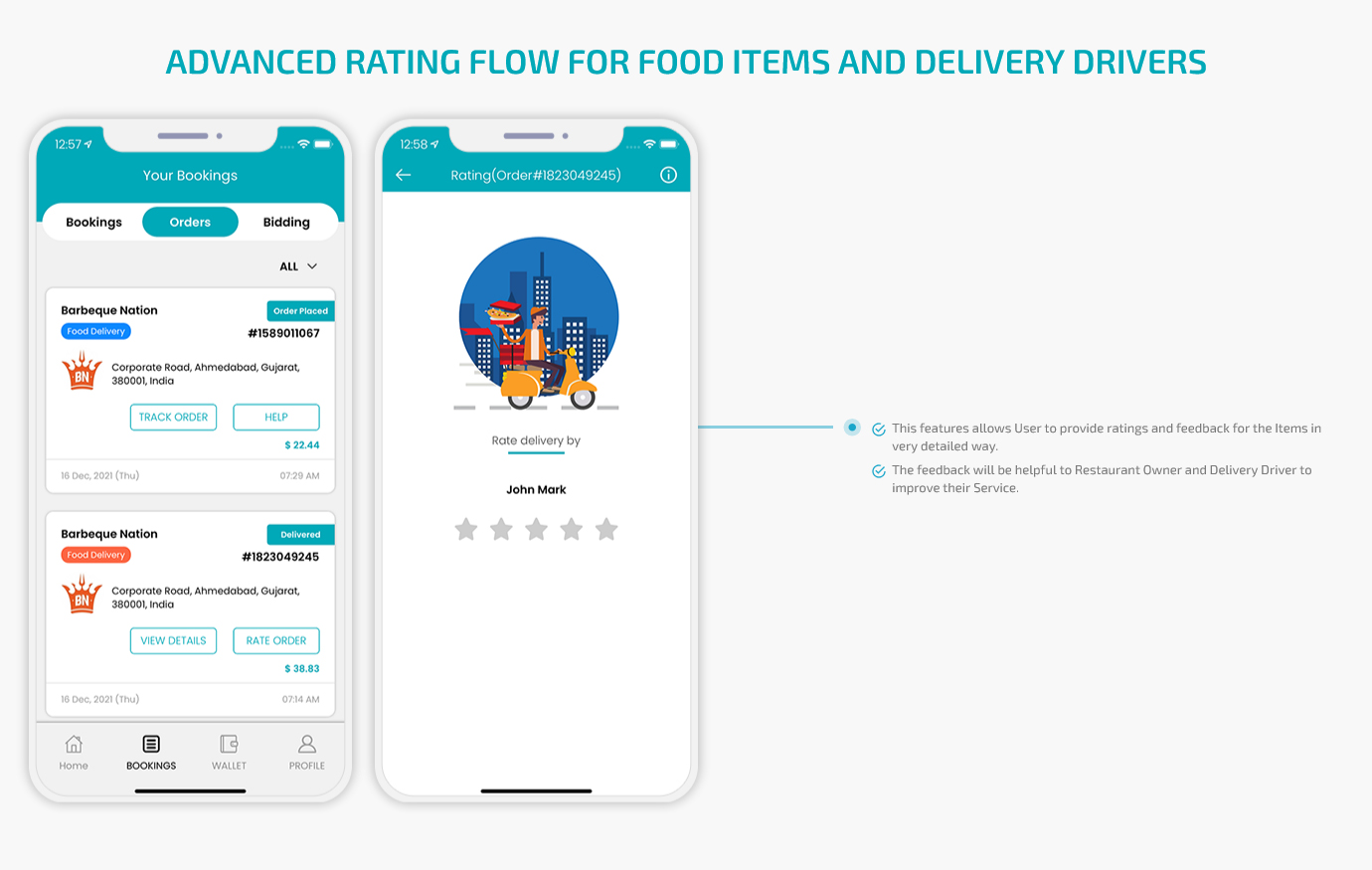 Advance Rating Flow for Food Items