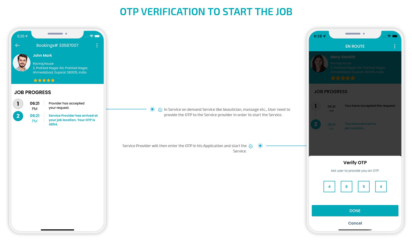 OTP Verification to start Job
