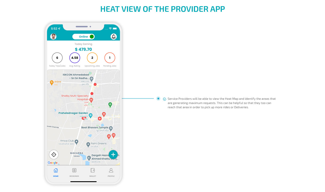 Heat view of the Provider App