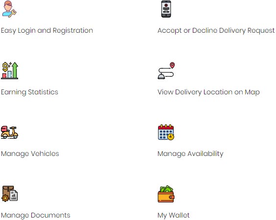 Driver Application features