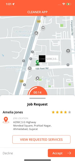 cleaner accept the job request