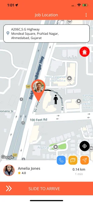 cleaner arrived at location