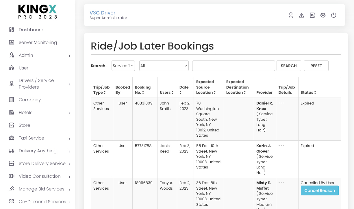 Ride/Job Later Bookings