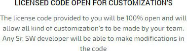 Licensed code open for customization's