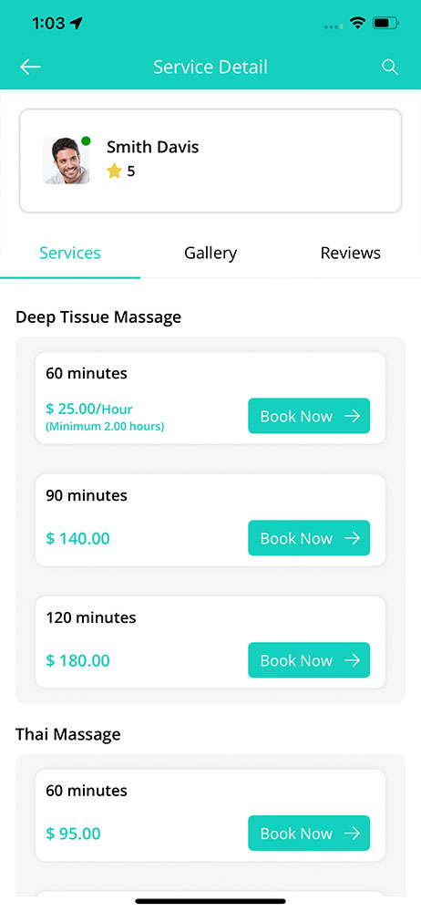 Select massage therapist