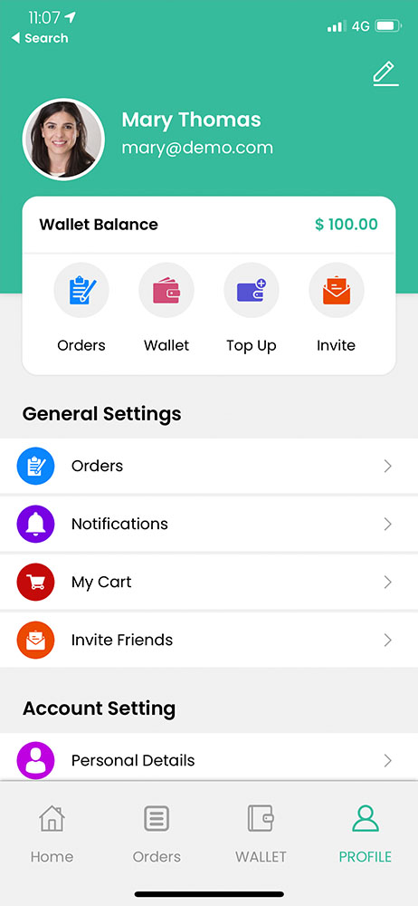 user profile setting