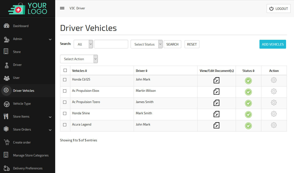 admin driver vehicles