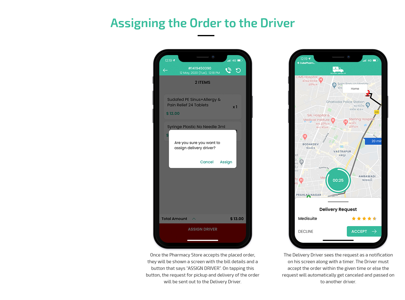 user see assigned driver for pickup of order