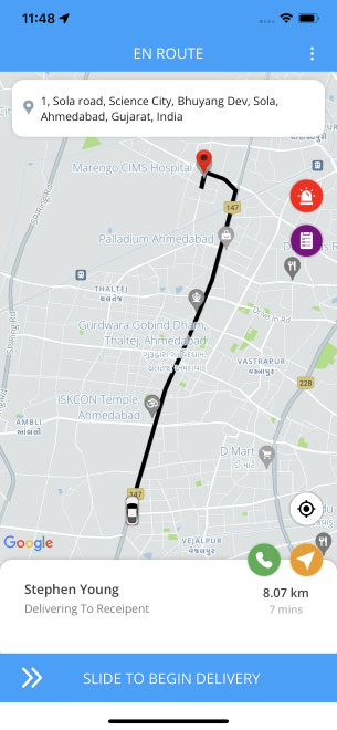 delivery driver has started the job