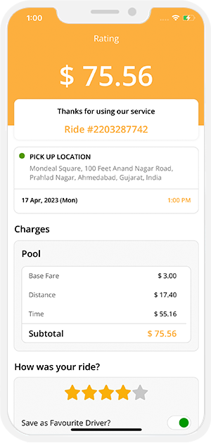 invoice sent to rider