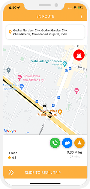 slide to begin trip
