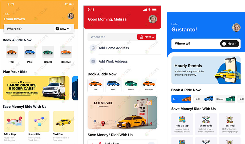 taxi app UI UX design