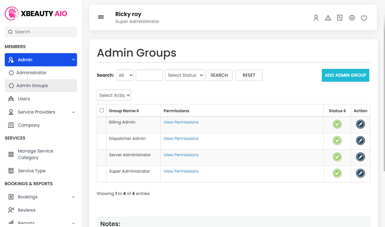 Manage Admin Groups