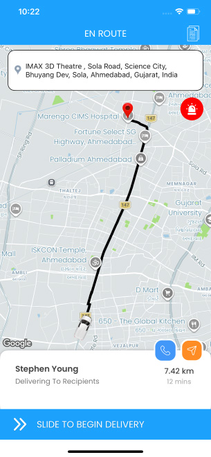 delivery driver has started the job