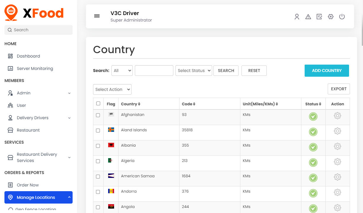 Manage Country
