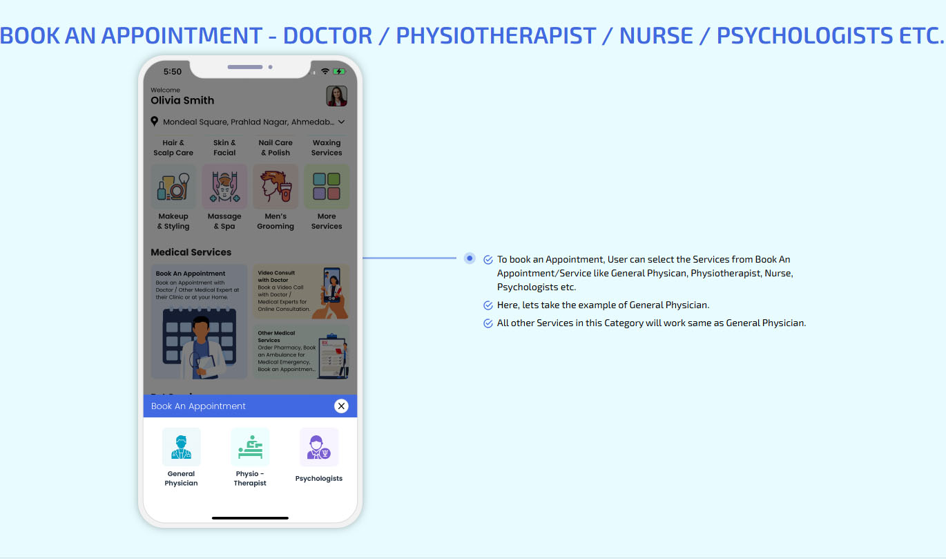 Book An Appointment - Doctor / Physiotherapist etc