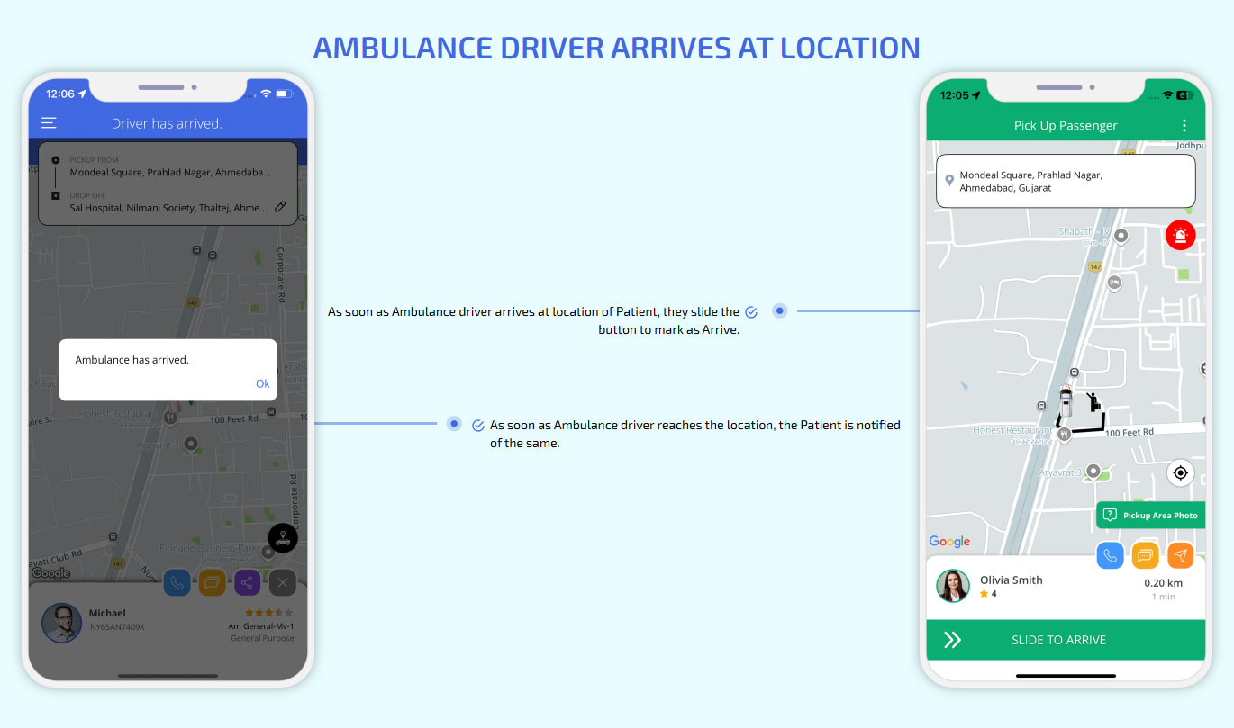Ambulance driver Arrives at Location